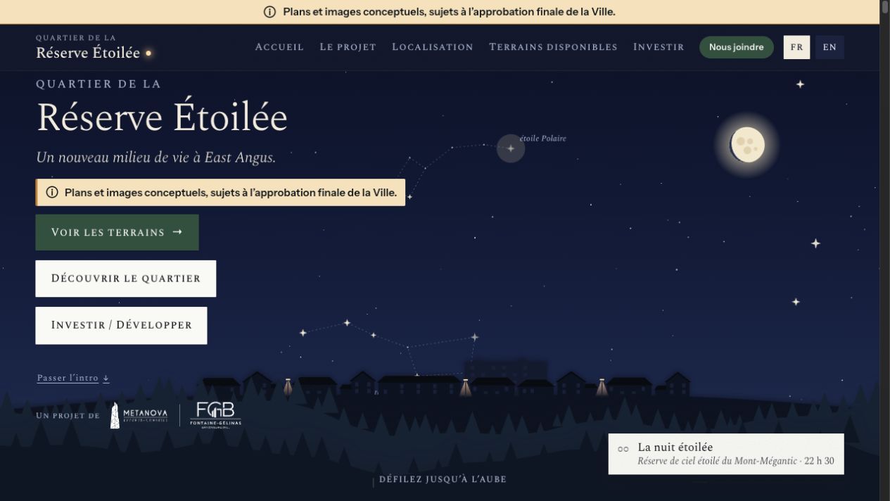 Ouverture du site de la Réserve Étoilée, avec les accès à l’exploration des terrains.